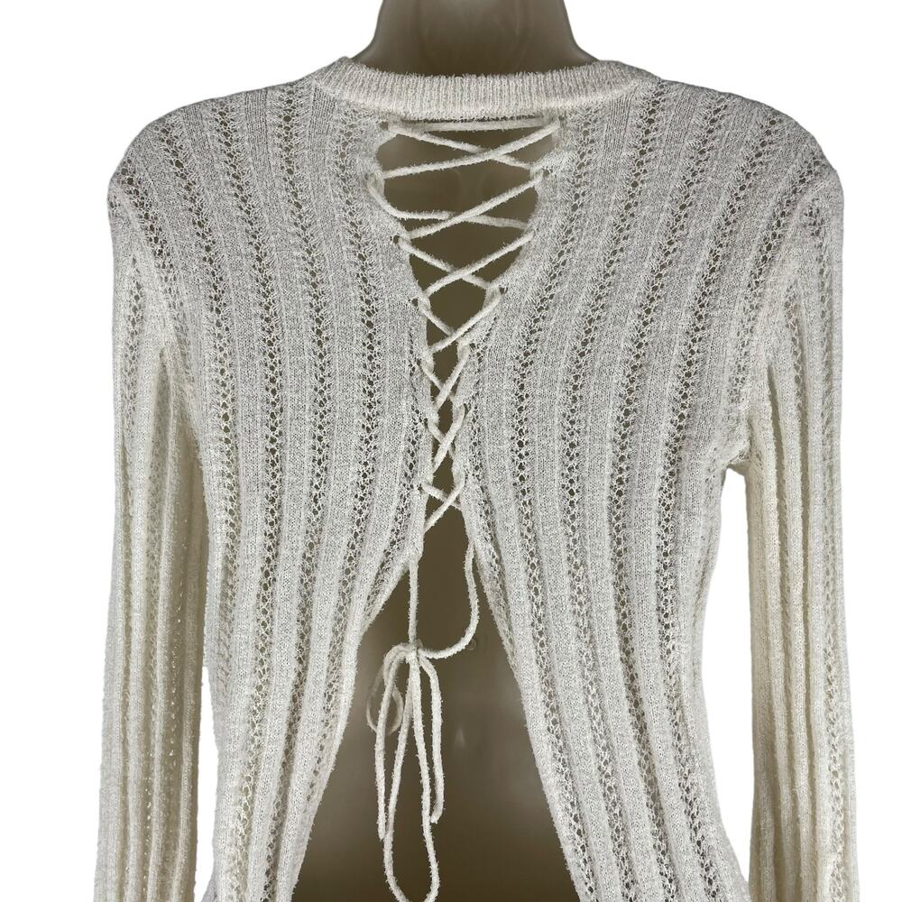 ALC Miguel Back Lace Up Pullover Sweater Cream Beige Size XS - Picture 10 of 11